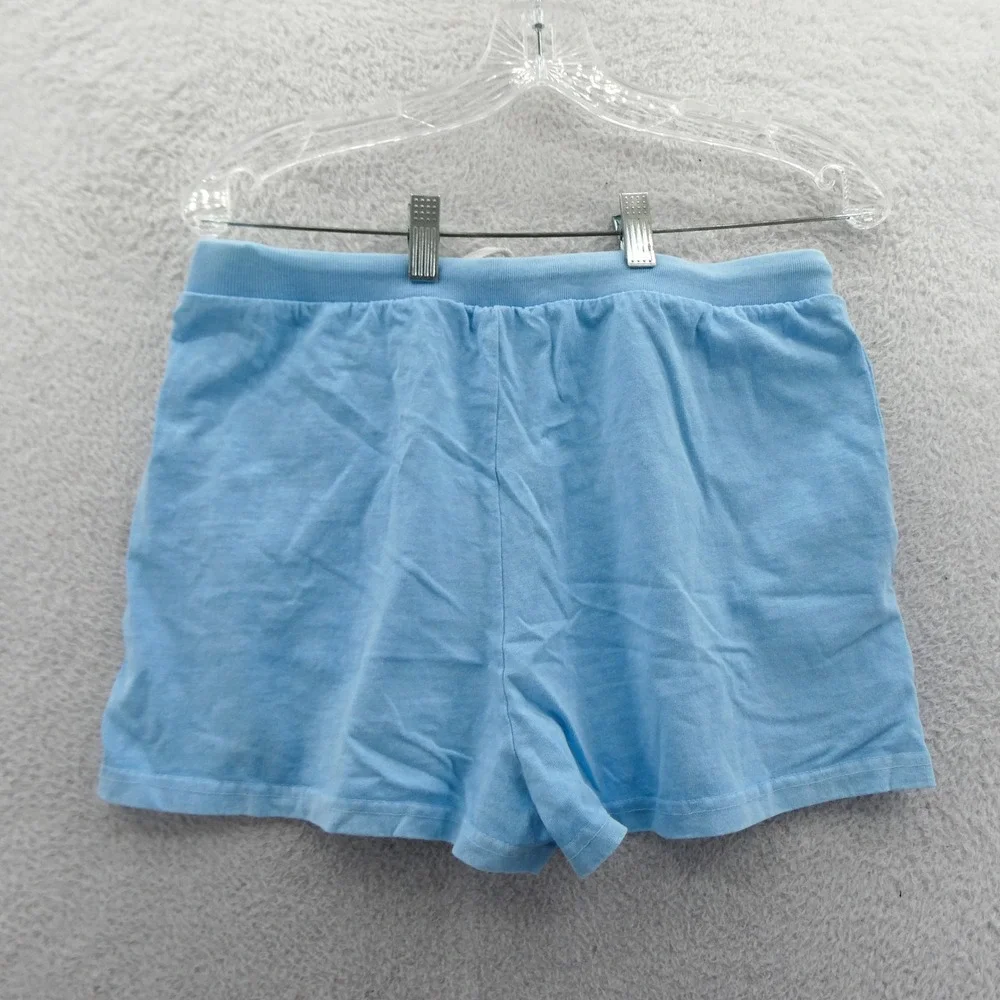 Spirit‎ Jersey Shorts Womens Medium Blue Drawstring Pockets Cotton Loungewear